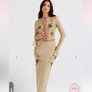 House of CB Beige Floral Skirt Set